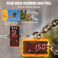 VEVOR Digital Crane Scale, 2200 lbs/1000 kg, Industrial Heavy Duty Hanging Scale with Remote Control, Cast Aluminum Case & LED Screen, High Precision for Construction, Factory, Farm, Hunting (Orange)