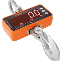 VEVOR Digital Crane Scale, 2200 lbs/1000 kg, Industrial Heavy Duty Hanging Scale with Remote Control, Cast Aluminum Case & LED Screen, High Precision for Construction, Factory, Farm, Hunting (Orange)