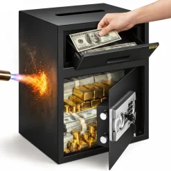 VEVOR Digital Depository Safe 1.7 Cubic Feet Made of Carbon Steel Electronic Code Lock Depository Safe with Deposit Slot with Two Emergency Keys Depository Box for Home Hotel Restaurant and Office