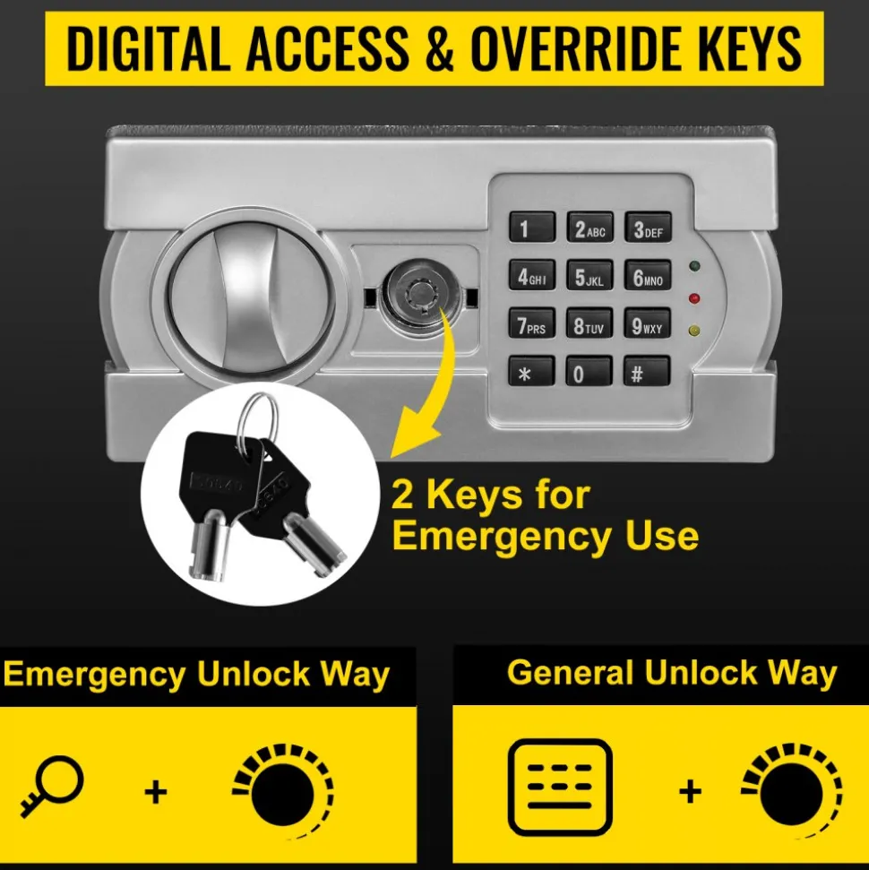 VEVOR Digital Depository Safe 1.7 Cubic Feet Made of Carbon Steel Electronic Code Lock Depository Safe with Deposit Slot with Two Emergency Keys Depository Box for Home Hotel Restaurant and Office
