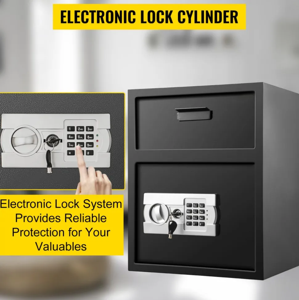 VEVOR Digital Depository Safe 1.7 Cubic Feet Made of Carbon Steel Electronic Code Lock Depository Safe with Deposit Slot with Two Emergency Keys Depository Box for Home Hotel Restaurant and Office