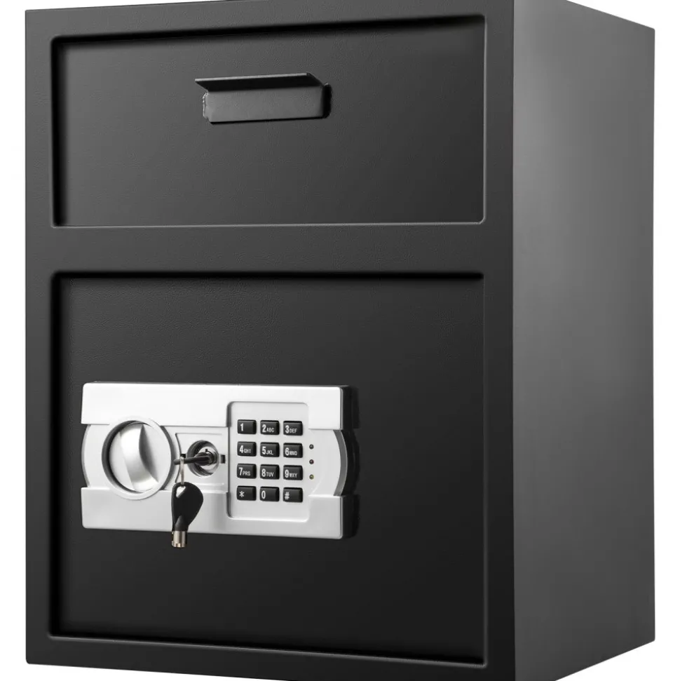 VEVOR Digital Depository Safe 1.7 Cubic Feet Made of Carbon Steel Electronic Code Lock Depository Safe with Deposit Slot with Two Emergency Keys Depository Box for Home Hotel Restaurant and Office