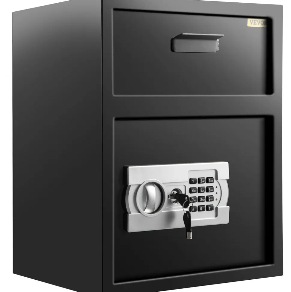 VEVOR Digital Depository Safe 1.7 Cubic Feet Made of Carbon Steel Electronic Code Lock Depository Safe with Deposit Slot with Two Emergency Keys Depository Box for Home Hotel Restaurant and Office