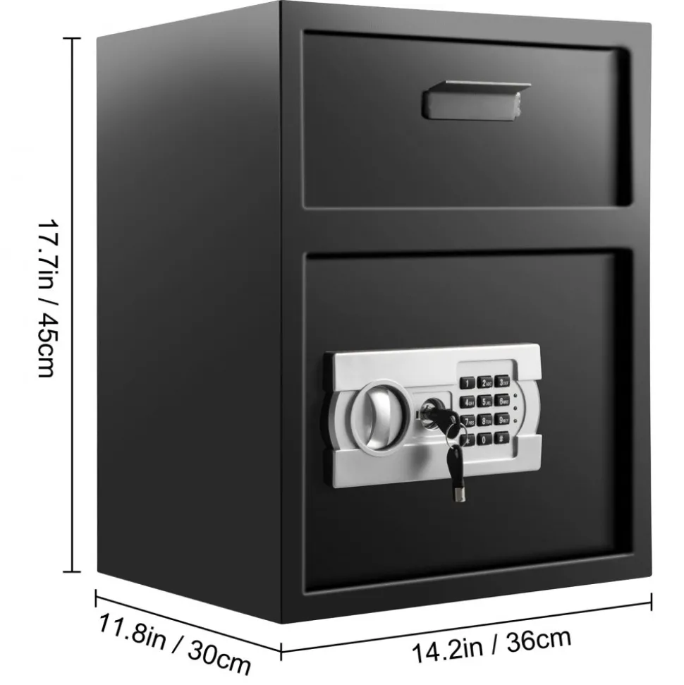 VEVOR Digital Depository Safe 1.7 Cubic Feet Made of Carbon Steel Electronic Code Lock Depository Safe with Deposit Slot with Two Emergency Keys Depository Box for Home Hotel Restaurant and Office