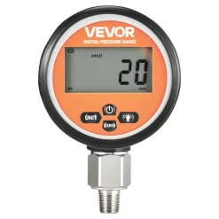 VEVOR Digital Hydraulic Pressure Gauge, 0-10000 PSI (0-700 Bar) Hydraulic Pressure Sensor, Manometer Tester with 1/4 inch NPT Base Entry for Excavator Construction Machinery, Stainless Steel Housing