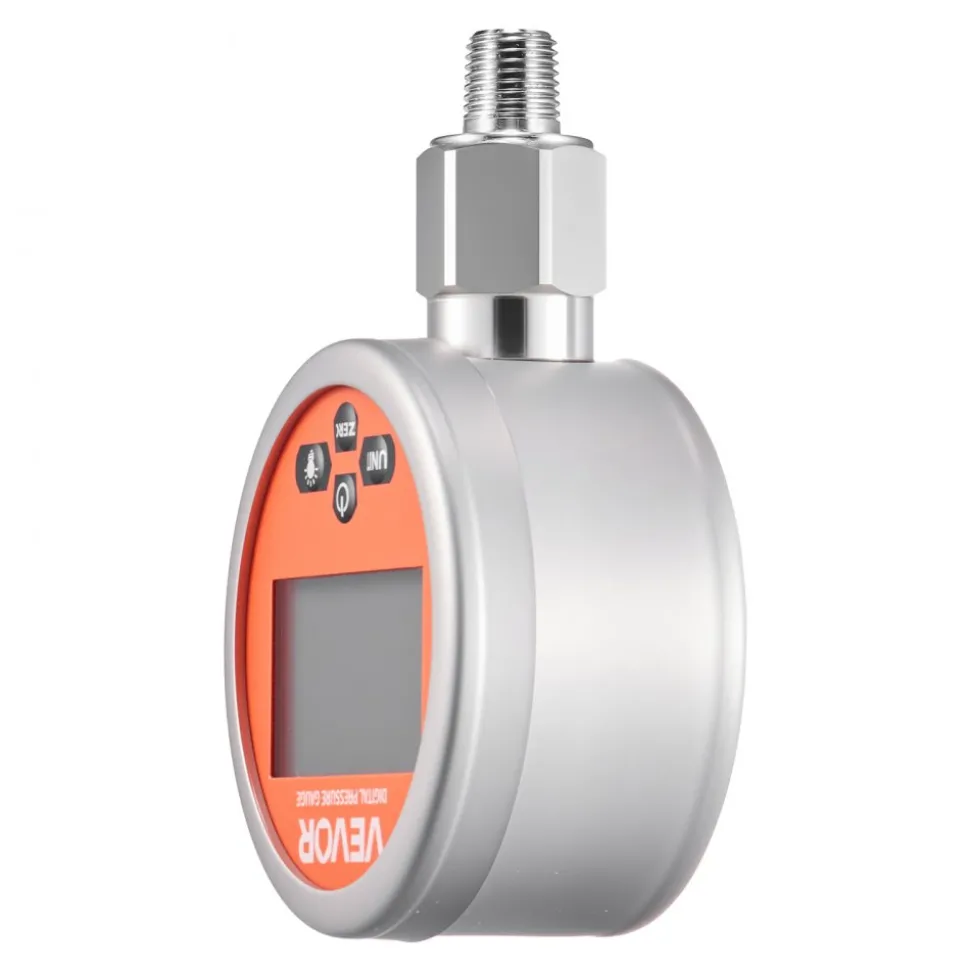 VEVOR Digital Hydraulic Pressure Gauge, 0-10000 PSI (0-700 Bar) Hydraulic Pressure Sensor, Manometer Tester with 1/4 inch NPT Base Entry for Excavator Construction Machinery, Stainless Steel Housing