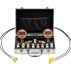 VEVOR Digital Hydraulic Pressure Test Coupling Kit, 10000 PSI Pressure Gauge Manometer Tester with 2 Gauges, 9 Test Couplings, 2 Quick-Release Couplers, 2 Hoses for Excavator Construction Machinery
