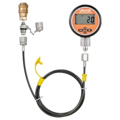 VEVOR Digital Hydraulic Pressure Test Coupling Kit, 10000 PSI Pressure Gauge Manometer Tester with 2 Gauges, 9 Test Couplings, 2 Quick-Release Couplers, 2 Hoses for Excavator Construction Machinery