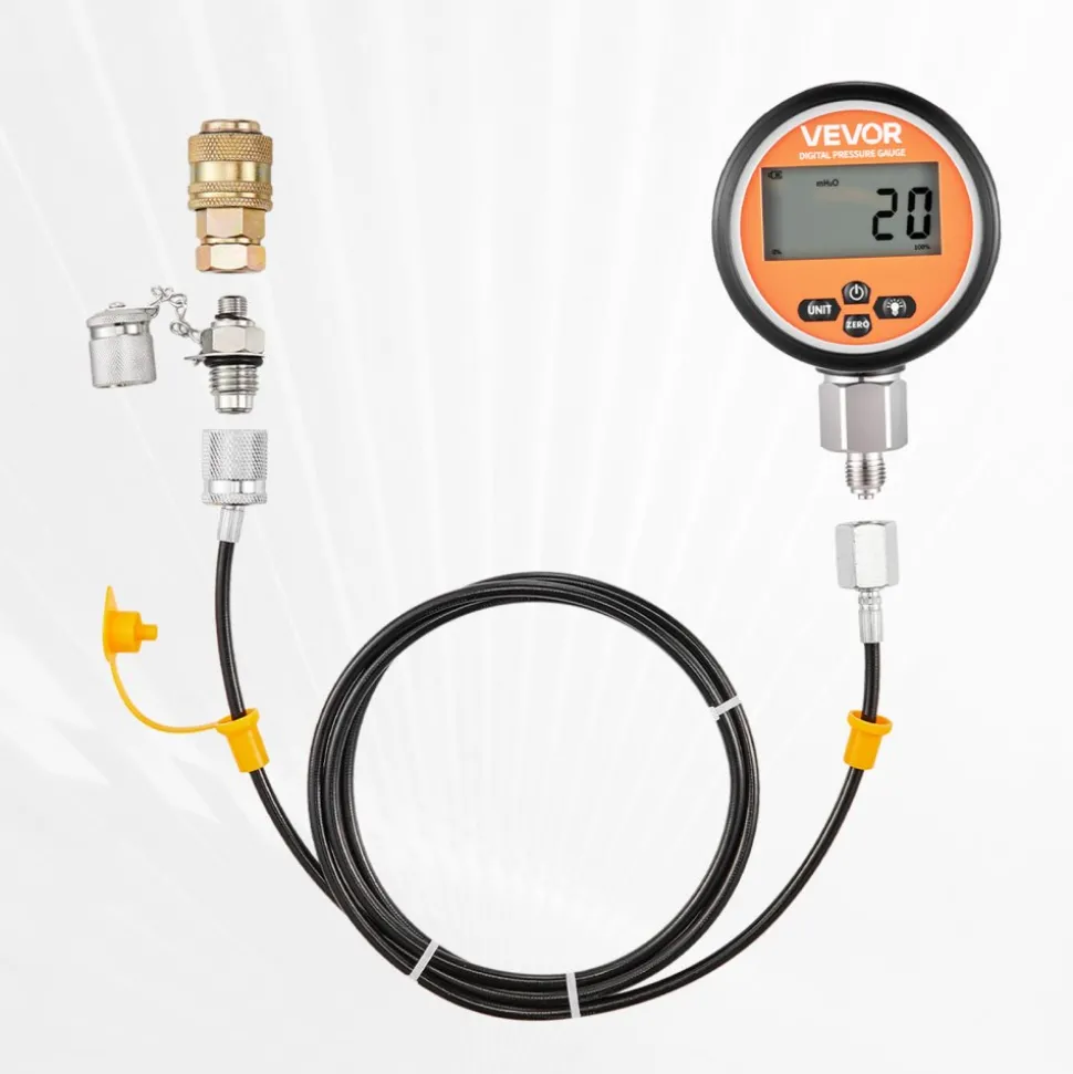 VEVOR Digital Hydraulic Pressure Test Coupling Kit, 10000 PSI Pressure Gauge Manometer Tester with 1 Gauge, 1 Test Coupling, 1 Quick-Release Coupler, and 1 Hose for Excavator Construction Machinery