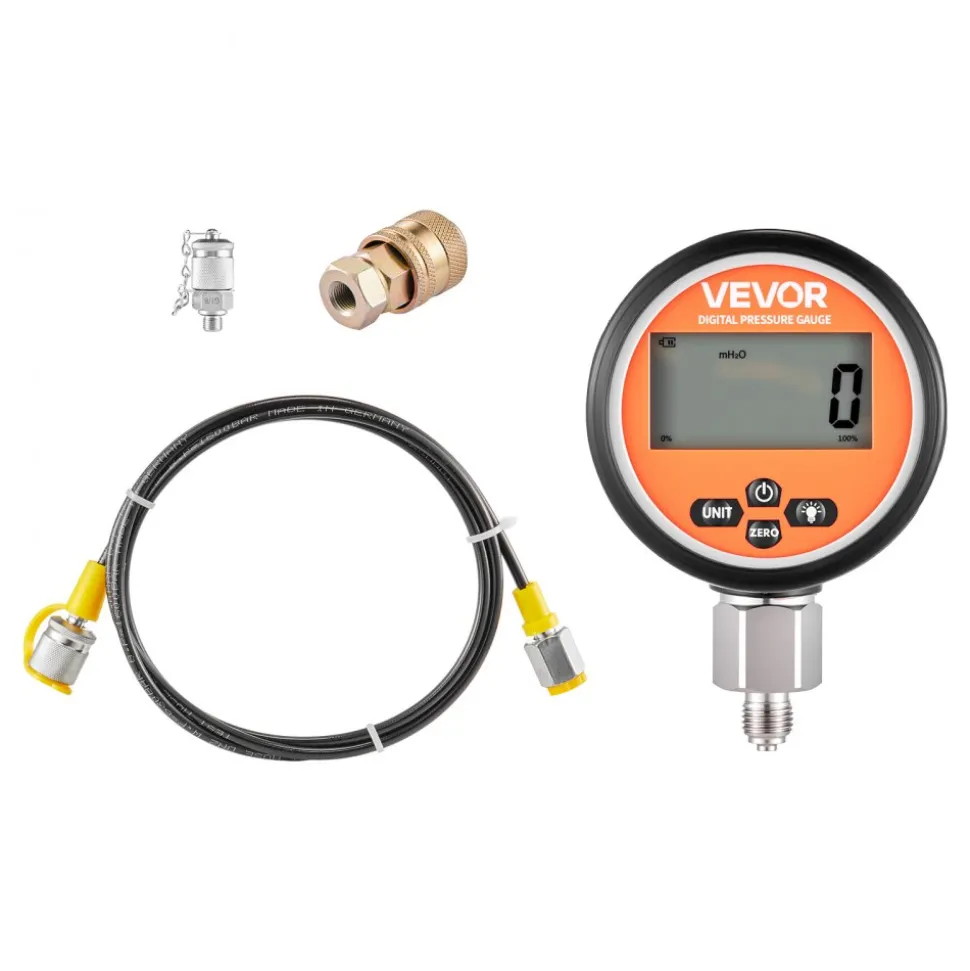 VEVOR Digital Hydraulic Pressure Test Coupling Kit, 10000 PSI Pressure Gauge Manometer Tester with 1 Gauge, 1 Test Coupling, 1 Quick-Release Coupler, and 1 Hose for Excavator Construction Machinery