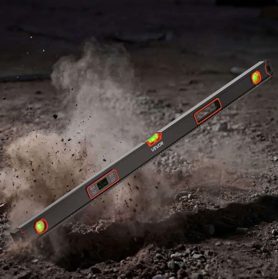 VEVOR Digital Level, 48 in Length, Magnetic Electronic Level with LED Backlit Display, 360° Electronic Leveler Tool with 0°/45°/90° Bubble Vials, IP54 Rating for Construction Carpentry Home Renovation