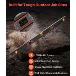 VEVOR Digital Level, 48 in Length, Magnetic Electronic Level with LED Backlit Display, 360° Electronic Leveler Tool with 0°/45°/90° Bubble Vials, IP54 Rating for Construction Carpentry Home Renovation