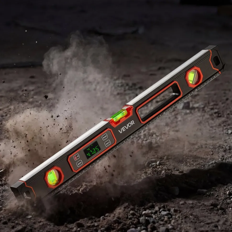 VEVOR Digital Level, 24 in Length, Magnetic Electronic Level with LED Backlit Display, 360° Electronic Leveler Tool with 0°/45°/90° Bubble Vials, IP54 Rating for Construction Carpentry Home Renovation