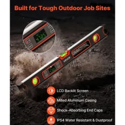 VEVOR Digital Level, 24 in Length, Magnetic Electronic Level with LED Backlit Display, 360° Electronic Leveler Tool with 0°/45°/90° Bubble Vials, IP54 Rating for Construction Carpentry Home Renovation
