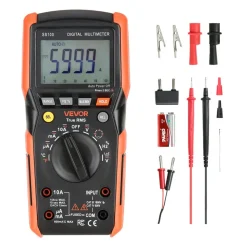 VEVOR Digital Multimeter, 6000-Count TRMS DC/AC Voltmeter Current Tester, Auto-Ranging Multimeter for Current Voltage Resistance Capacitance Temperature Diodes Continuity Low Impedance Measurment