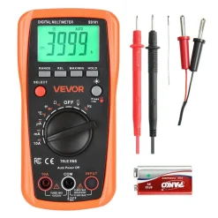 VEVOR Digital Multimeter, 4000-Count TRMS DC/AC Voltmeter Current Tester, Auto-Ranging Multimeter for Current Voltage Resistance Capacitance Temperature Diodes Continuity Duty-Cycle Measurments