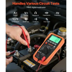 VEVOR Digital Multimeter, 4000-Count TRMS DC/AC Voltmeter Current Tester, Auto-Ranging Multimeter for Current Voltage Resistance Capacitance Temperature Diodes Continuity Duty-Cycle Measurments