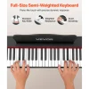 VEVOR Digital Piano 88 Keys Semi Weighted Full Size Keyboard Stand Black, for Beginners, 600 Tones, 600 Rhythms, Electric Piano, with Sustain Pedal, Speaker, Headphone Jack, USB/MIDI, Power Adapter