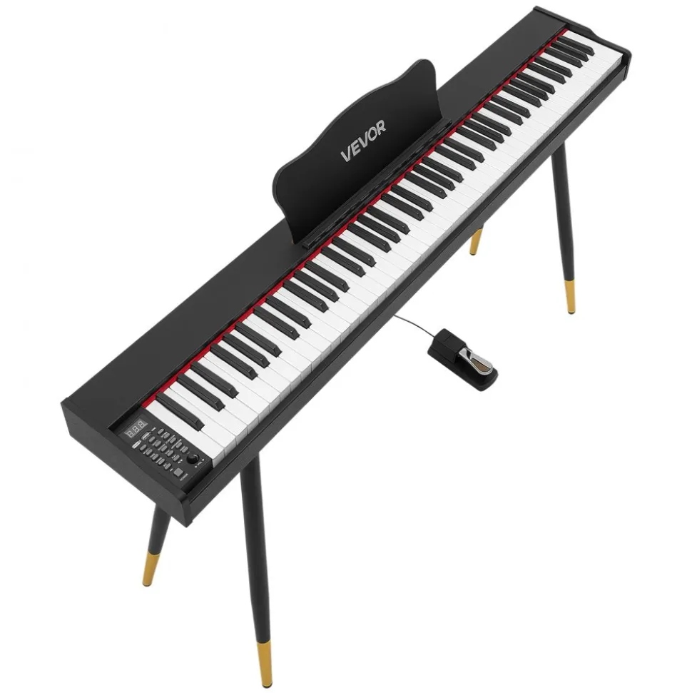 VEVOR Digital Piano 88 Keys Semi Weighted Full Size Keyboard Stand Black, for Beginners, 600 Tones, 600 Rhythms, Electric Piano, with Sustain Pedal, Speaker, Headphone Jack, USB/MIDI, Power Adapter