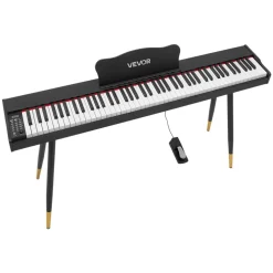 VEVOR Digital Piano 88 Keys Semi Weighted Full Size Keyboard Stand Black, for Beginners, 600 Tones, 600 Rhythms, Electric Piano, with Sustain Pedal, Speaker, Headphone Jack, USB/MIDI, Power Adapter
