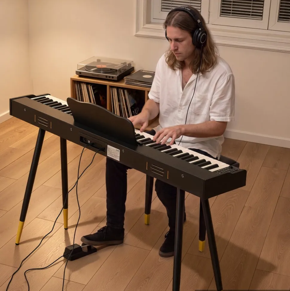 VEVOR Digital Piano 88 Keys Semi Weighted Full Size Keyboard Stand Black, for Beginners, 600 Tones, 600 Rhythms, Electric Piano, with Sustain Pedal, Speaker, Headphone Jack, USB/MIDI, Power Adapter