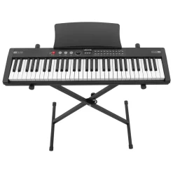 VEVOR Digital Piano 61 Keys Semi Weighted Keyboard Portable Stand Bench, for Beginners, 128 Tones, 128 Rhythms, Dual Power Supply Electronic Piano, with Pedal, Headphone Jack, USB/MIDI, Music Stand