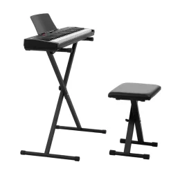 VEVOR Digital Piano 61 Keys Semi Weighted Keyboard Portable Stand Bench, for Beginners, 128 Tones, 128 Rhythms, Dual Power Supply Electronic Piano, with Pedal, Headphone Jack, USB/MIDI, Music Stand