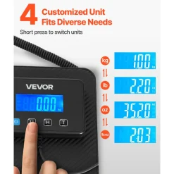VEVOR Digital Postal Scale, 0.35 oz/3.5 oz Dual Accuracy, 440 lbs Commercial Weight Scale with Hold/Tare Function & LCD Display, Fit for Packages, Postage, Luggage, Battery & Charging Cable Included