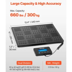 VEVOR Digital Postal Scale, 0.7 oz/3.5 oz Dual Accuracy, 660 lbs Commercial Weight Scale with Hold/Tare Function & LCD Display, Fit for Packages, Postage, Luggage, Battery & Charging Cable Included