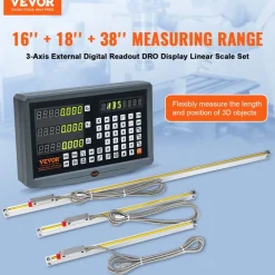 VEVOR Digital Readout 16 inch & 18 inch & 38 inch Linear Scale 3 Axis DRO Display Kit Multifunctional Crystal-Clear Display Precision 5μm Read Head