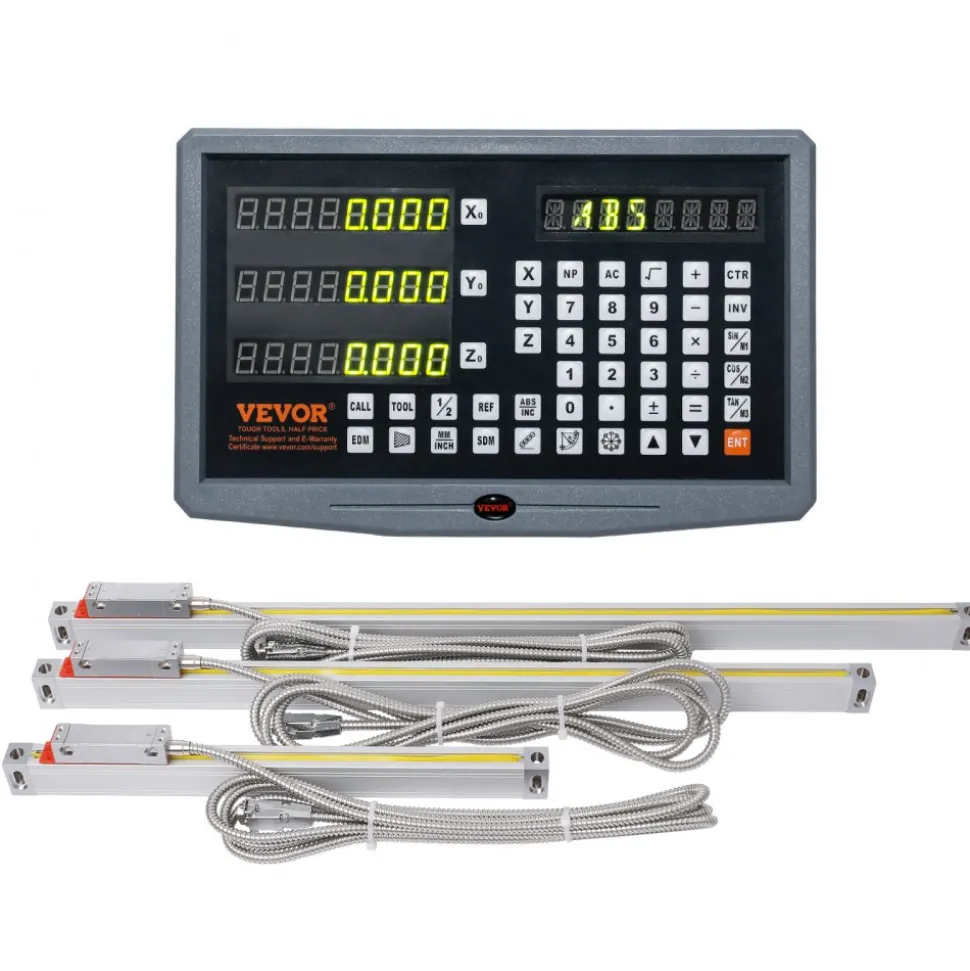 VEVOR Digital Readout 10'' & 20'' & 24'' Linear Scale 3 Axis DRO Display Kit