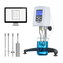 VEVOR Digital Rotary Viscometer, 10-2,000,000 mPa.s(cP), ±2% Accuracy, 100-240V Digital Rotational Viscosity Meter with 4 Rotors and Temperature Probe, LCD Display, Lab Viscometer for Fluid Testing