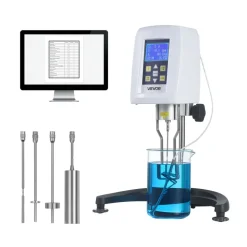 VEVOR Digital Rotary Viscometer, 10-2,000,000 mPa.s(cP), ±2% Accuracy, 100-240V Digital Rotational Viscosity Meter with 4 Rotors and Temperature Probe, LCD Display, Lab Viscometer for Fluid Testing