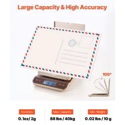 VEVOR Digital Shipping Postal Scale, 0.1 oz High Accuracy, 88 lbs Postal Scale with Hold/Tare/Auto-off Function, Flip Holder Design & Easy Calibration, Fit for Home and Office Use, Battery Included
