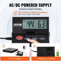 VEVOR Digital Shipping Scale, 110 lbs x 0.07 oz. Heavy Duty Postal Scale with Timer, Tare, Hold Function, 90° Foldable LCD Screen Package Scale for Laggage, Home, Post Office, AC/DC Powered, FCC Liste