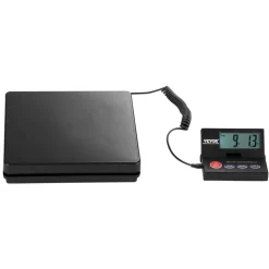 VEVOR Digital Shipping Scale, 110 lbs x 0.07 oz. Heavy Duty Postal Scale with Timer, Tare, Hold Function, 90° Foldable LCD Screen Package Scale for Laggage, Home, Post Office, AC/DC Powered, FCC Liste