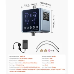 VEVOR Digital Smart Instant Hot Water Recirculating Pump Kit, with Built-in Thermostat, Timer, Digital Screen, Under Sink Recirculation Circulation Circulator Pump System, for House Water Heaters