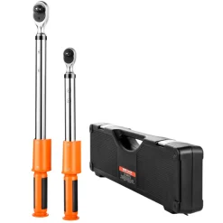 VEVOR Digital Torque Wrench Set, 2 Pieces, 1/2, 3/8 Inch Drive, 72-Tooth, ±2% High Accuracy Electronic Torque Wrench with Preset Value, Buzzer and LED Notification, for Automotive Motorcycle