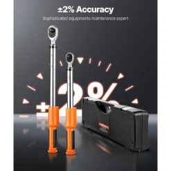 VEVOR Digital Torque Wrench Set, 2 Pieces, 1/2, 3/8 Inch Drive, 72-Tooth, ±2% High Accuracy Electronic Torque Wrench with Preset Value, Buzzer and LED Notification, for Automotive Motorcycle