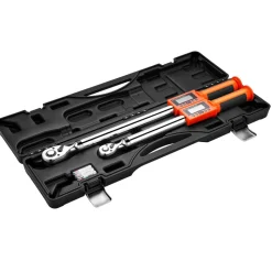 VEVOR Digital Torque Wrench Set, 2 Pieces, 1/2, 3/8 Inch Drive, 72-Tooth, ±2% High Accuracy Electronic Torque Wrench with Preset Value, Buzzer and LED Notification, for Automotive Motorcycle