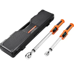 VEVOR Digital Torque Wrench Set, 2 Pieces, 1/2, 3/8 Inch Drive, 72-Tooth, ±2% High Accuracy Electronic Torque Wrench with Preset Value, Buzzer and LED Notification, for Automotive Motorcycle