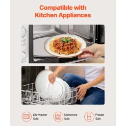 VEVOR Dinnerware Set, Service for 8 (32 PCS), Round Plates and Bowls Sets, Scratch Resistant Ceramic Dinner Ware, Dishwasher and Microwave Suitable Kitchen Dish, for Dessert Salad Soup Pasta, White