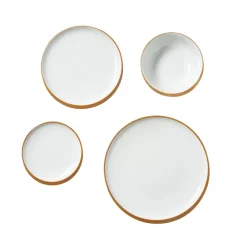 VEVOR Dinnerware Set, Service for 8 (32 PCS), Round Plates and Bowls Sets, Scratch Resistant Ceramic Dinner Ware, Dishwasher and Microwave Suitable Kitchen Dish, for Dessert Salad Soup Pasta, White