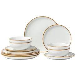 VEVOR Dinnerware Set, Service for 4 (12 PCS), Round Plates and Bowls Sets, Scratch Resistant Ceramic Dinner Ware, Dishwasher and Microwave Suitable Kitchen Dish, for Dessert Salad Soup Pasta, White