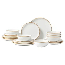 VEVOR Dinnerware Set, Service for 6 (18 PCS), Round Plates and Bowls Sets, Scratch Resistant Ceramic Dinner Ware, Dishwasher and Microwave Suitable Kitchen Dish, for Dessert Salad Soup Pasta, White