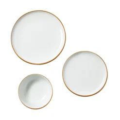 VEVOR Dinnerware Set, Service for 6 (18 PCS), Round Plates and Bowls Sets, Scratch Resistant Ceramic Dinner Ware, Dishwasher and Microwave Suitable Kitchen Dish, for Dessert Salad Soup Pasta, White