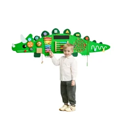 VEVOR Dinosaur Activity Wall Busy Board Panels, 11 Activities, Montessori Sensory Wall Toy for Kids 3-12 Years, Montessori Learning Activity Center, Ideal for Toddler Playroom Nursery Classroom