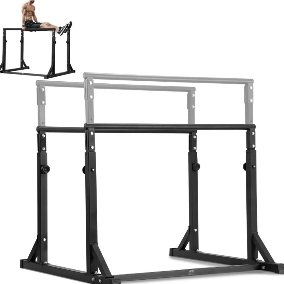 VEVOR Dip Bar, 800 lbs Capacity, Heave Duty Dip Stand Station with Adjustable Height, Fitness Workout Dip Bar Station Stabilizer Parallette Push Up Stand, Parallel Bars for Strength Training Home Gym
