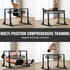 VEVOR Dip Bar, 800 lbs Capacity, Heave Duty Dip Stand Station with Adjustable Height, Fitness Workout Dip Bar Station Stabilizer Parallette Push Up Stand, Parallel Bars for Strength Training Home Gym