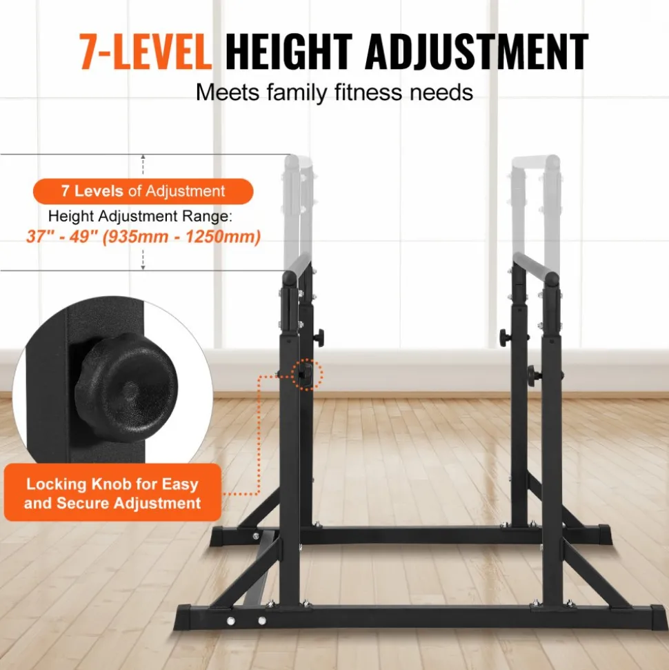 VEVOR Dip Bar, 800 lbs Capacity, Heave Duty Dip Stand Station with Adjustable Height, Fitness Workout Dip Bar Station Stabilizer Parallette Push Up Stand, Parallel Bars for Strength Training Home Gym